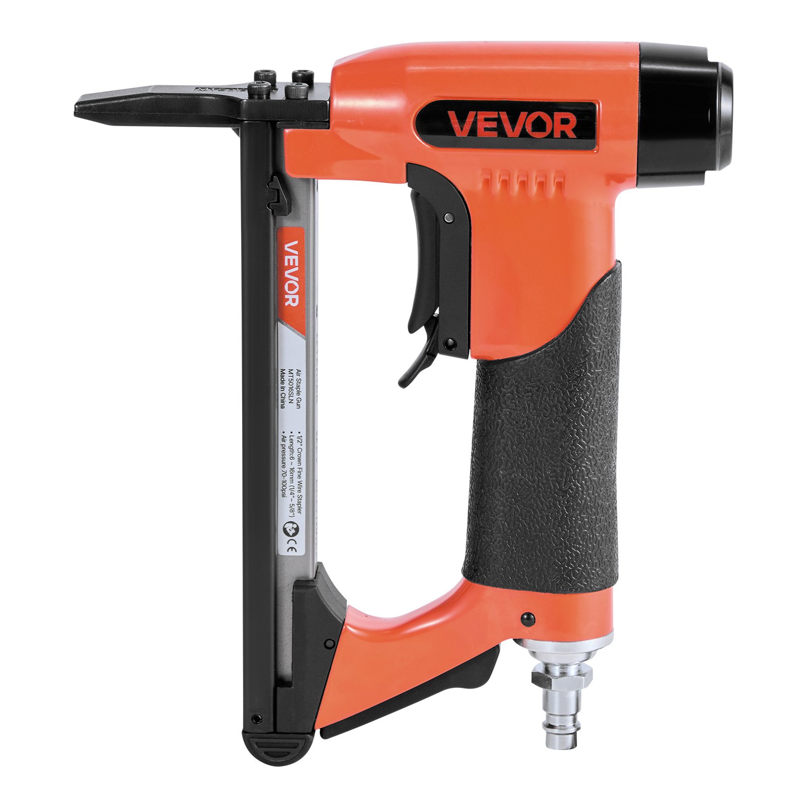 VEVOR Grapadora Neumática, Clavadora Neumática para Grapas de Alambre Fino Serie 50, Corona de 12,8 mm, Longitud de 6-16 mm, Capacidad Máxima de 110 Grapas para Tapicería, Carpintería y Bricolaje