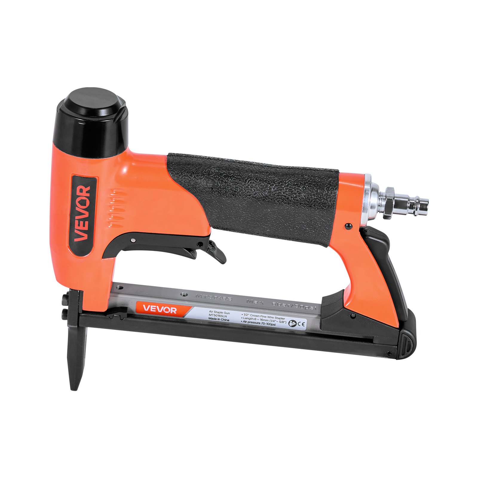 VEVOR Grapadora Neumática, Clavadora Neumática para Grapas de Alambre Fino Serie 50, Corona de 12,8 mm, Longitud de 6-16 mm, Capacidad Máxima de 110 Grapas para Tapicería, Carpintería y Bricolaje