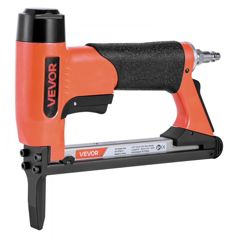 VEVOR Pneumatic Staple Gun, 21 Gauge Long-Nose Upholstery Stapler for 80 Series Fine Wire Staples 12.8mm Crown 6mm-16mm Length, Max 150PCS Loading Air Staple Gun for Upholstering, Woodworking, DIY