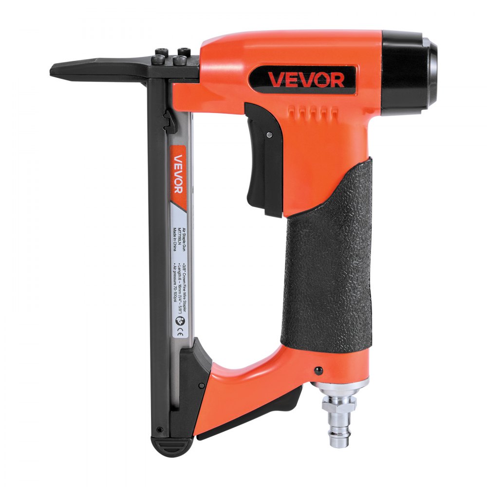 VEVOR Clavadora Neumática, Grapadora Neumática de Punta Larga para Grapas de Alambre Fino Serie 71, Corona de 9,5 mm, Longitud de 6-16 mm, 180 Clavos, para Tapicería, Carpintería y Bricolaje