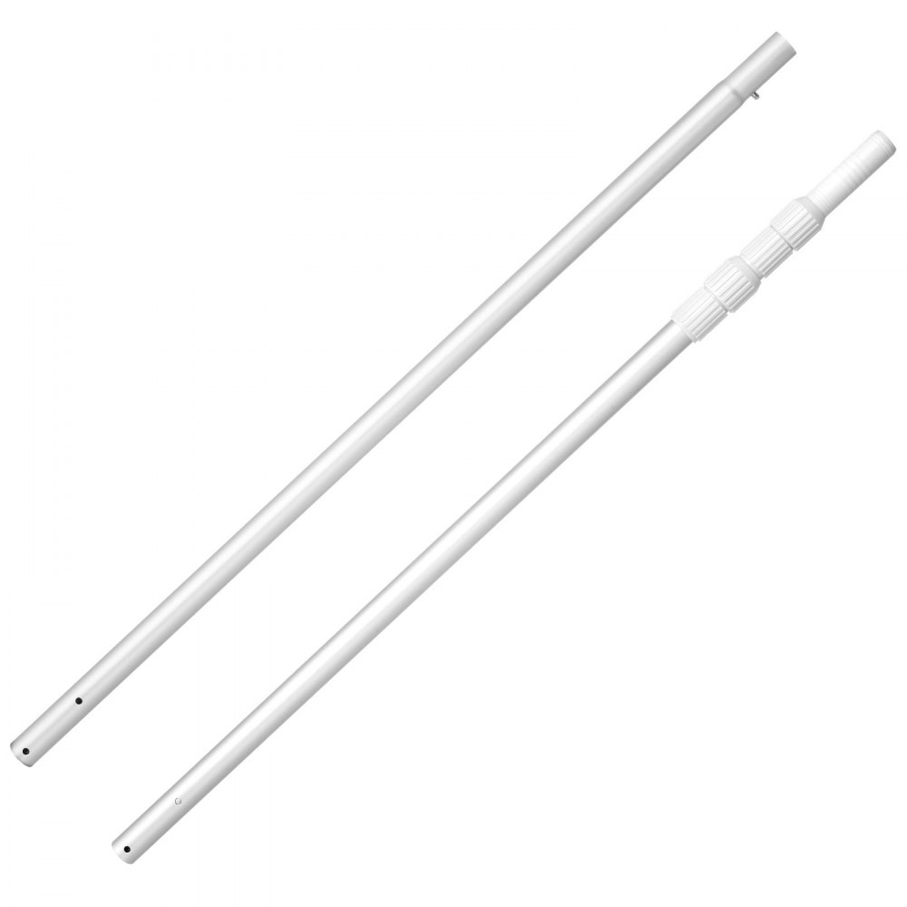 VEVOR Pértiga de Piscina, 1-3,66 m, Barra Telescópica Ajustable con Extensión, Barra para Limpieza de Piscinas Resistente para Redes Desnatadoras, Rastrillos, Cepillos y Cabezales de Aspiración
