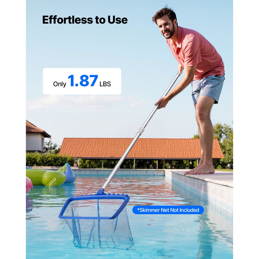 VEVOR Pértiga de Piscina, 1-3,66 m, Barra Telescópica Ajustable con Extensión, Barra para Limpieza de Piscinas Resistente para Redes Desnatadoras, Rastrillos, Cepillos y Cabezales de Aspiración