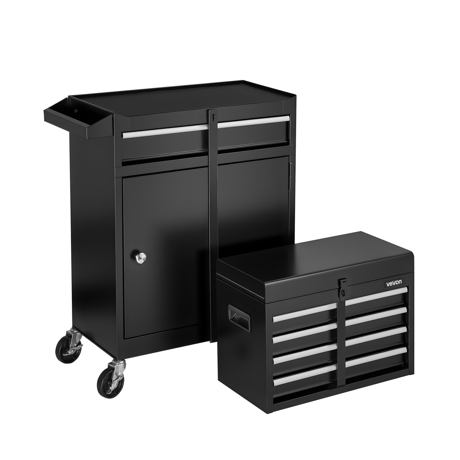 VEVOR Caja de Herramientas con Ruedas, 2 en 1 Organizador de 5 Cajones con Superior Desmontable, Barra de Seguridad, Revestimiento Protector y Soporte para Herramientas, para Garaje, Almacén y Taller