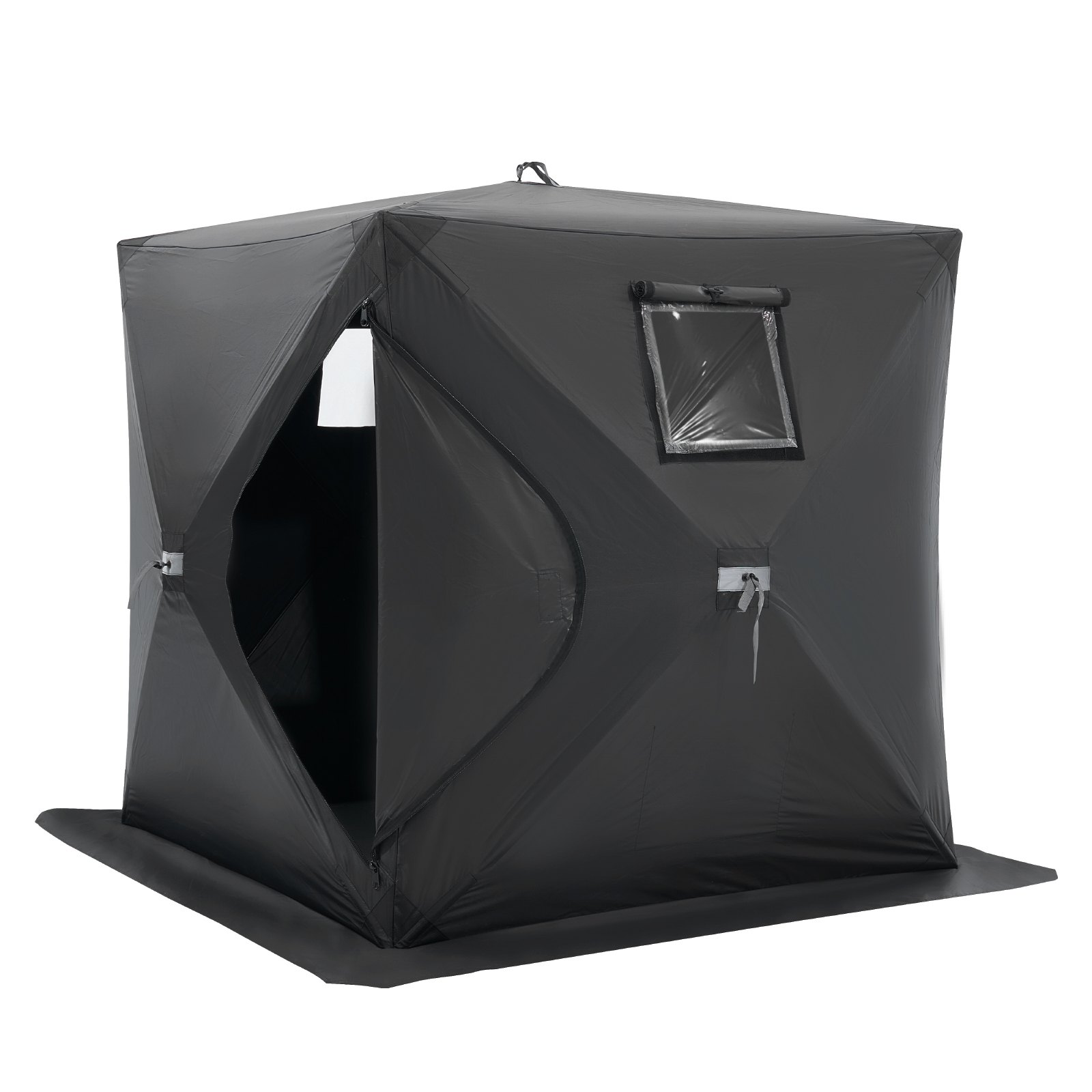 VEVOR Refugio de Hielo Portátil 1,5 x 1,5 x 1,65 m Tienda de Campaña para Pesca en Hielo Emergente para 1 o 2 Personas Cubo de Hielo de Oxford Impermeable con Anclas/Cuerdas/Bolsa de Transporte, Negro