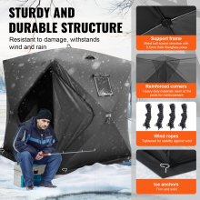 VEVOR Tienda de Campaña para Pesca en Hielo 1,8 x 1,8 x 2 m para 3 o 4 Personas