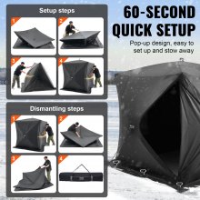 VEVOR Tienda de Campaña para Pesca en Hielo 1,8 x 1,8 x 2 m para 3 o 4 Personas