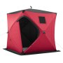 VEVOR Carpa de Pesca 1,8 x 1,8 x 2 m Tienda de Campaña para Pesca en Hielo, Refugio para 3-4 Pescadores, Plegable y Portátil, Tela Oxford 600D, Algodón Aislante, con Cuerdas, Anclajes y Bolsa, Rojo