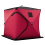 VEVOR Carpa de Pesca 1,8 x 1,8 x 2 m Tienda de Campaña para Pesca en Hielo, Refugio para 3-4 Pescadores, Plegable y Portátil, Tela Oxford 600D, Algodón Aislante, con Cuerdas, Anclajes y Bolsa, Rojo