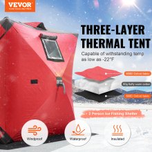 VEVOR Tienda de Campaña para Pesca en Hielo Emergente 1,5 x 1,5 x 1,65 m, Rojo