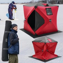 VEVOR Tienda de Campaña para Pesca en Hielo Emergente 1,5 x 1,5 x 1,65 m, Rojo