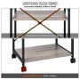 VEVOR Estante para Panaderos de Cocina de 3 Niveles Estantería de Almacenamiento de Servicios 60 x 40 x 72 cm con 8 Ganchos Capacidad de 50 kg Estante con Soporte para Horno Microondas, Marfil Claro