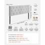 VEVOR Cabecero de Tamaño Completo, Altura Ajustable de 5 cm por Nivel Cómodo Capitoné  con Diseño de Rombos 1430 x (905-1205) mm para Camas de Dormitorio, Hotel, Alojamiento Privado, Gris Claro