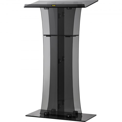 VEVOR Atril Acrílico 68 x 36 x 119 cm Soporte de Podio Acrílico Duradero, Fácil de Limpiar, Clásico y Elegante, 20 kg Podio de Acrílico Transparente para Iglesias, Bodas, Seminarios, Escuelas, Negro