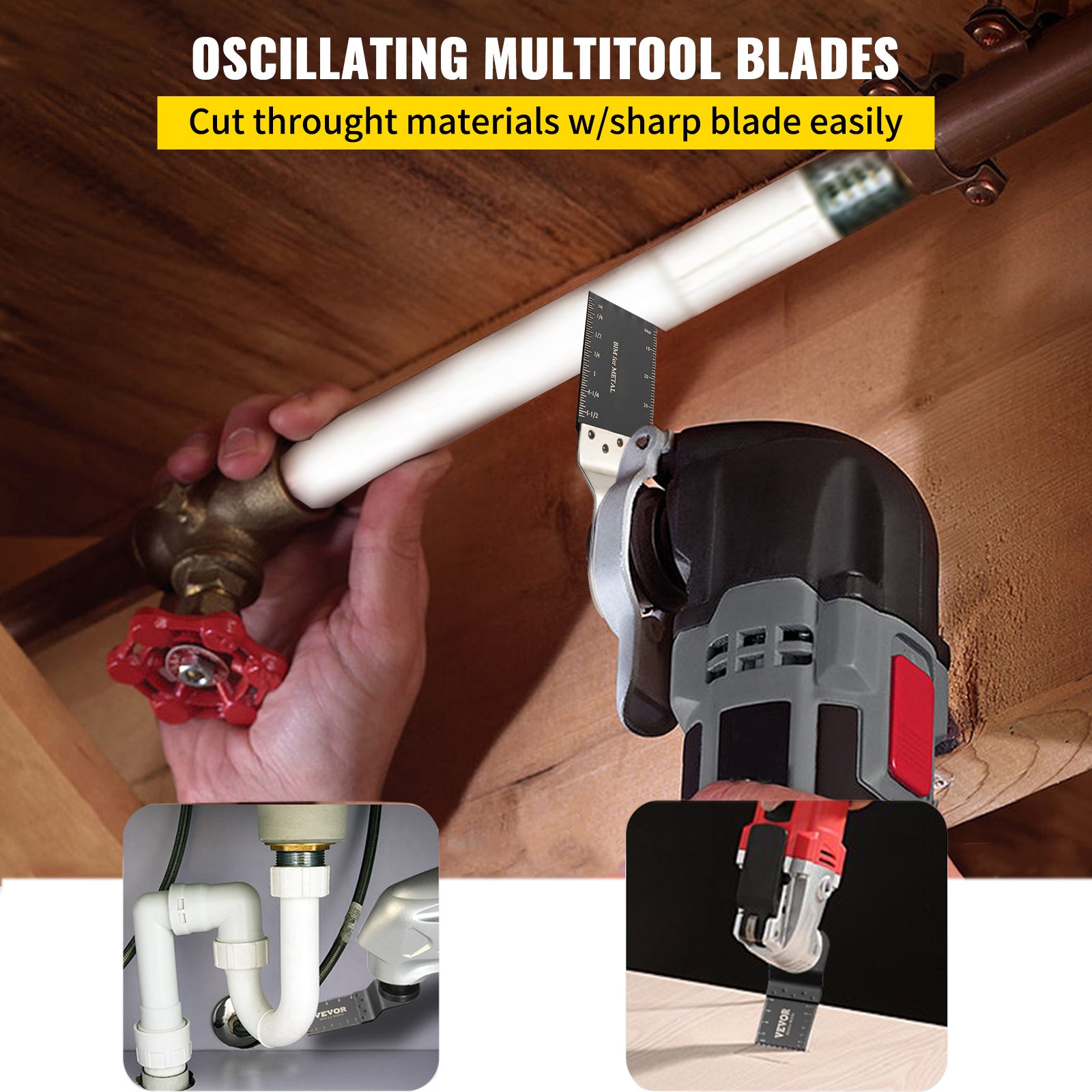 VEVOR Hojas de Sierra Multiherramienta Oscilante 100 Piezas Kit de Hojas de Sierra Oscilante Cuchillas de Herramientas Oscilantes Material de HCS con Caja de Plástico para Madera y Metal