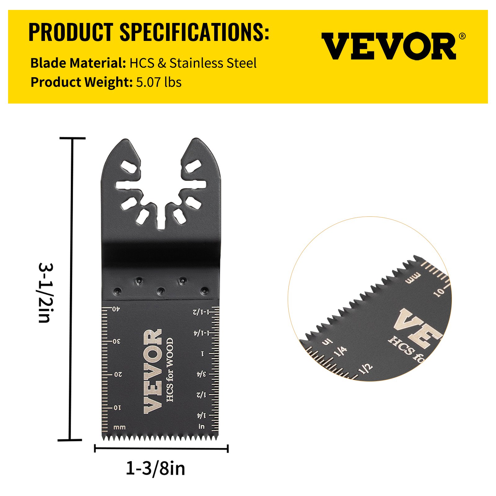 VEVOR Hojas de Sierra Multiherramienta Oscilante 100 Piezas Kit de Hojas de Sierra Oscilante Cuchillas de Herramientas Oscilantes Material de HCS con Caja de Plástico para Madera y Metal