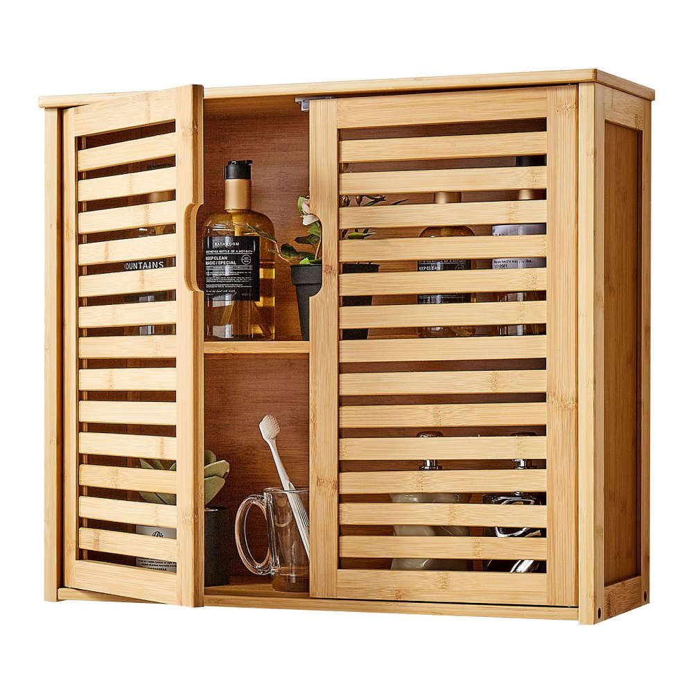 VEVOR Armario de Pared para Baño con 2 Puertas y Estantes de Altura Ajustable, Ideal para Colgar sobre el Inodoro, Cocina, Baño o Lavadero, Resistente a la Presión y al Agua, 590 x 208 x 510 mm