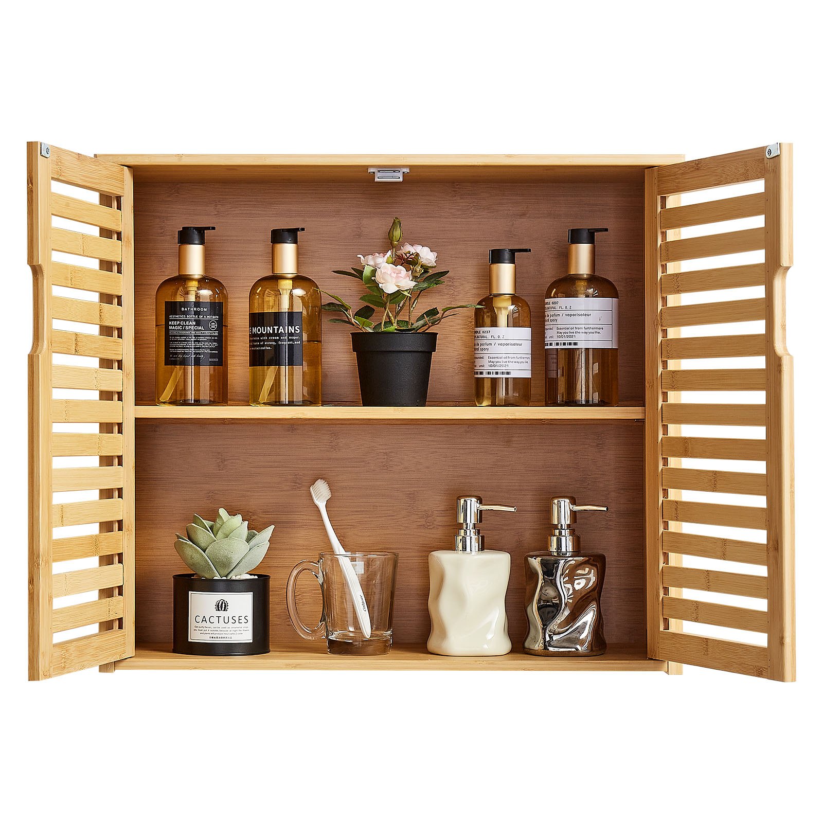 VEVOR Armario de Pared para Baño con 2 Puertas y Estantes de Altura Ajustable, Ideal para Colgar sobre el Inodoro, Cocina, Baño o Lavadero, Resistente a la Presión y al Agua, 590 x 208 x 510 mm