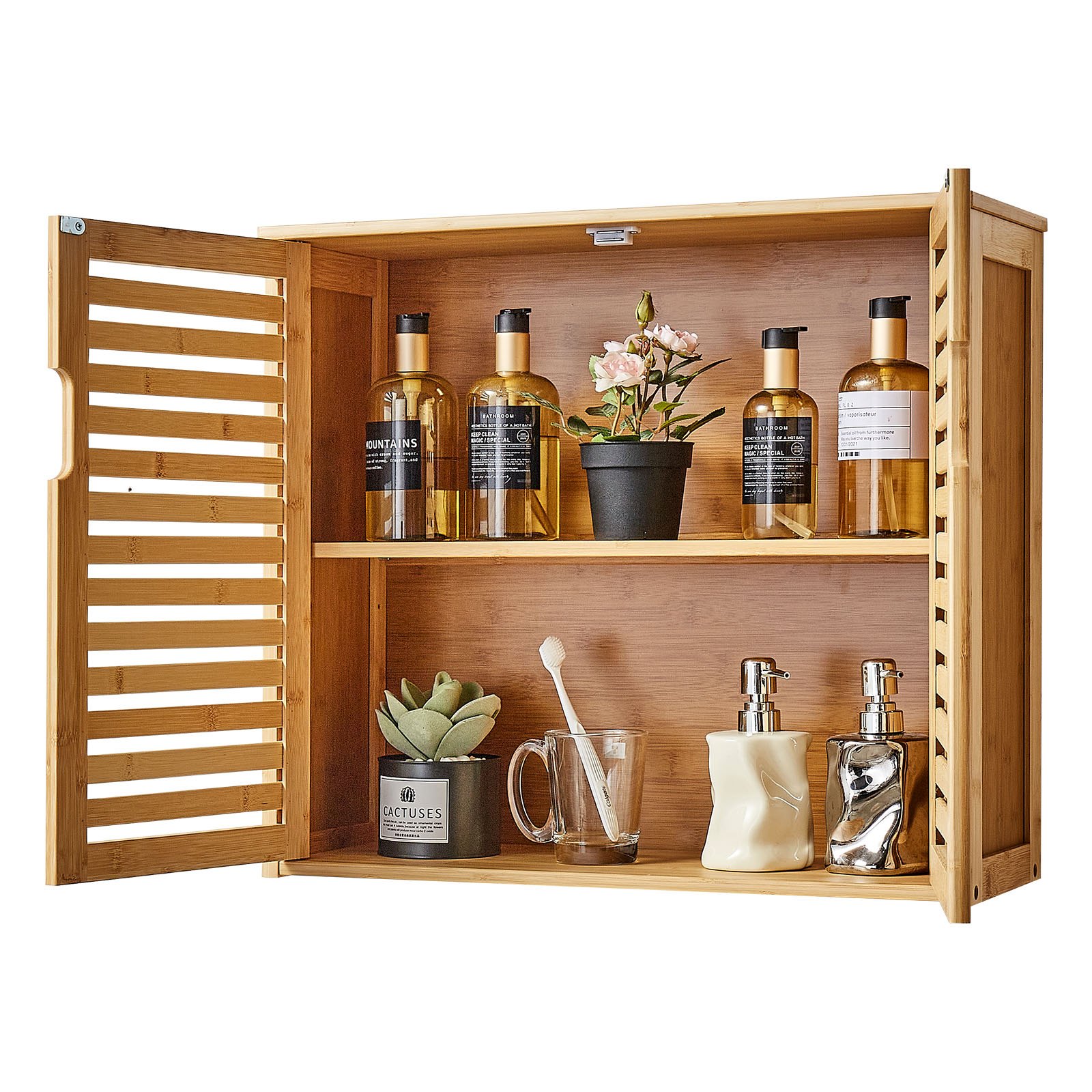 VEVOR Armario de Pared para Baño con 2 Puertas y Estantes de Altura Ajustable, Ideal para Colgar sobre el Inodoro, Cocina, Baño o Lavadero, Resistente a la Presión y al Agua, 590 x 208 x 510 mm