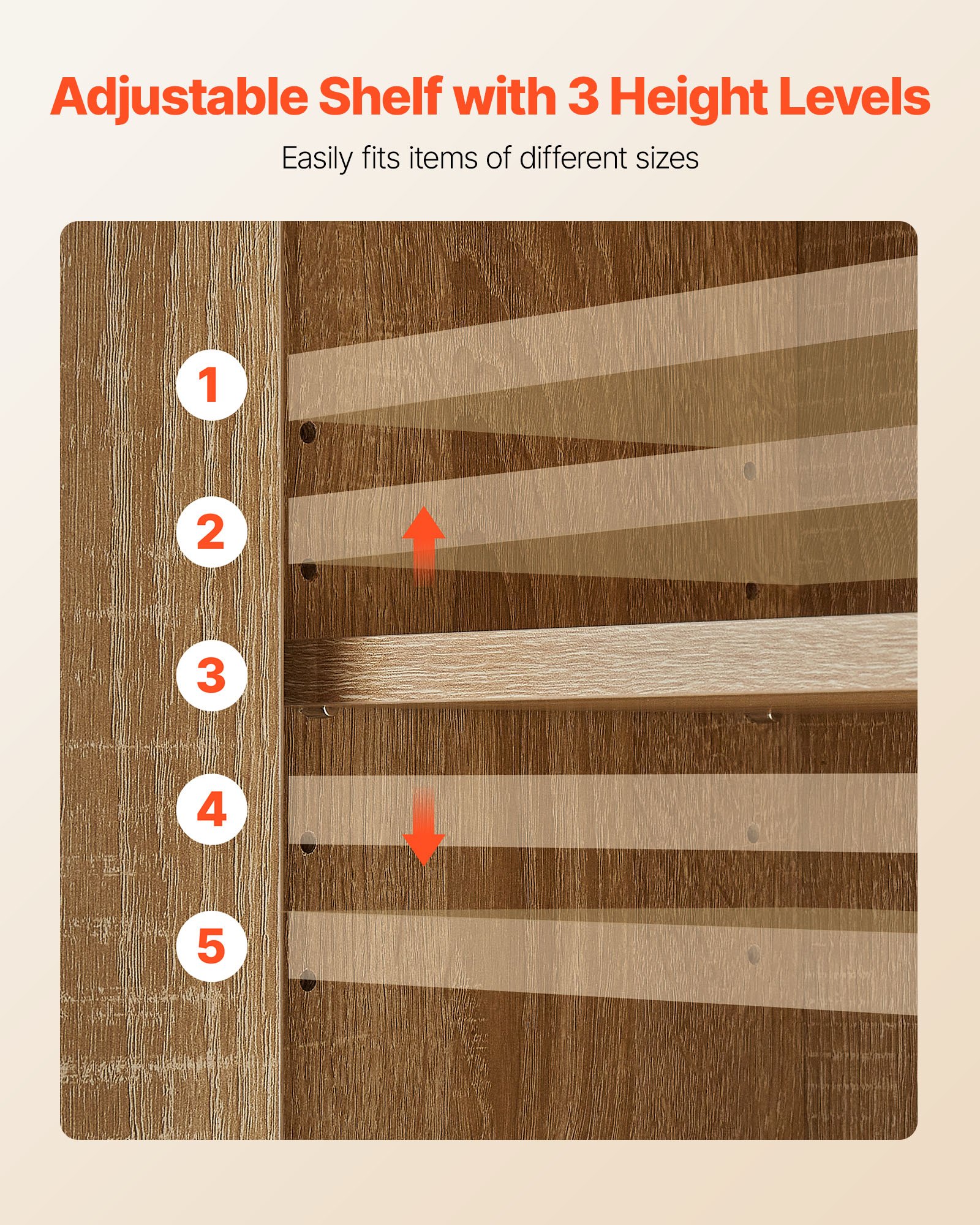 VEVOR Armario de Pared para Baño, con Estantes Ajustables, 5 Niveles de Ajuste, Aglomerado y MDF, para Montaje en Pared, con Compartimentos Abiertos a Inodoro, 600 x 250 x 600 mm, Color Madera