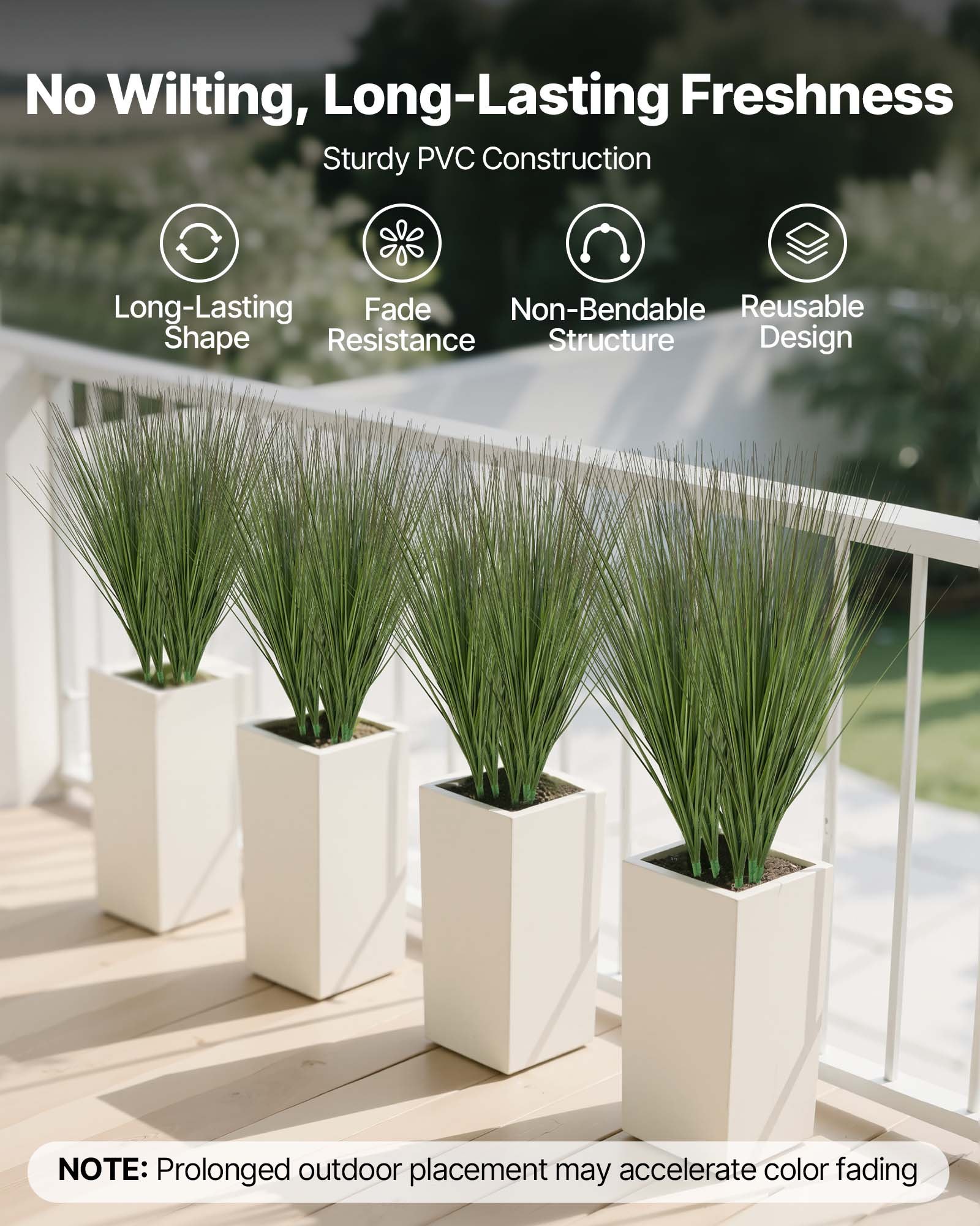 VEVOR Césped Artificial, 686 mm, Arbustos Verdes Artificiales, PVC Premium para Hogar, Jardín, Oficina, Decoración de Habitaciones, Inauguración de la Casa, 8 Piezas, Verde, 686 x 100 x 100 mm