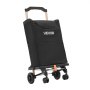 VEVOR Shopping Cart with 4 Wheels Foldable Trolley Dolly for Grocery Black, 2-in-1 Rolling Utility Cart, Detachable Bag, Telescopic Handle, Storage Compartments, Heavy-duty for Market Laundry Camping