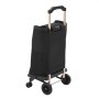 VEVOR Shopping Cart with 4 Wheels Foldable Trolley Dolly for Grocery Black, 2-in-1 Rolling Utility Cart, Detachable Bag, Telescopic Handle, Storage Compartments, Heavy-duty for Market Laundry Camping