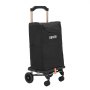 VEVOR Shopping Cart with 4 Wheels Foldable Trolley Dolly for Grocery Black, 2-in-1 Rolling Utility Cart, Detachable Bag, Telescopic Handle, Storage Compartments, Heavy-duty for Market Laundry Camping