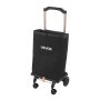 VEVOR Shopping Cart with 4 Wheels Foldable Trolley Dolly for Grocery Black, 2-in-1 Rolling Utility Cart, Detachable Bag, Telescopic Handle, Storage Compartments, Heavy-duty for Market Laundry Camping