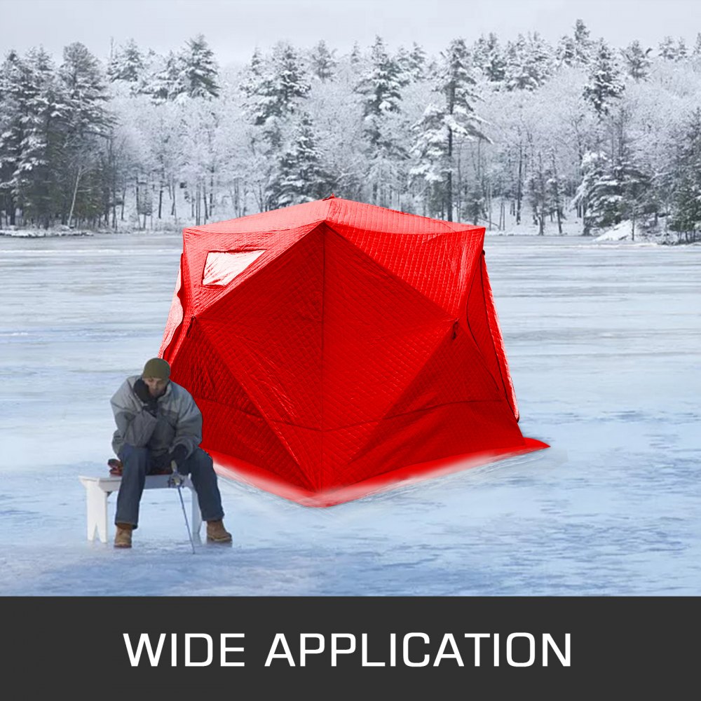 VEVOR Refugios de Pesca en Hielo Tienda de Pesca de Invierno Tienda de Refugio Portátil Impermeable Carpa Tienda de Pesca de Hielo para 3 Personas Color Rojo