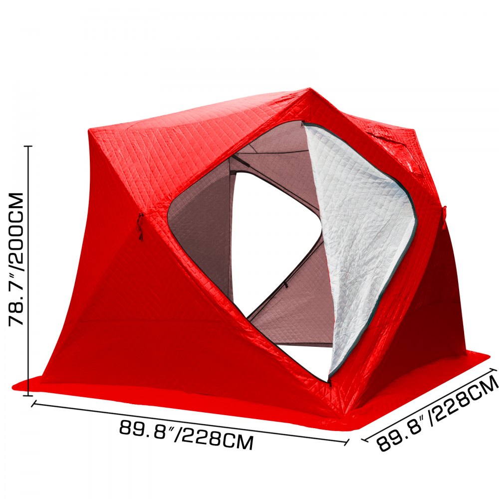 VEVOR Refugios de Pesca en Hielo Tienda de Pesca de Invierno Tienda de Refugio Portátil Impermeable Carpa Tienda de Pesca de Hielo para 3 Personas Color Rojo