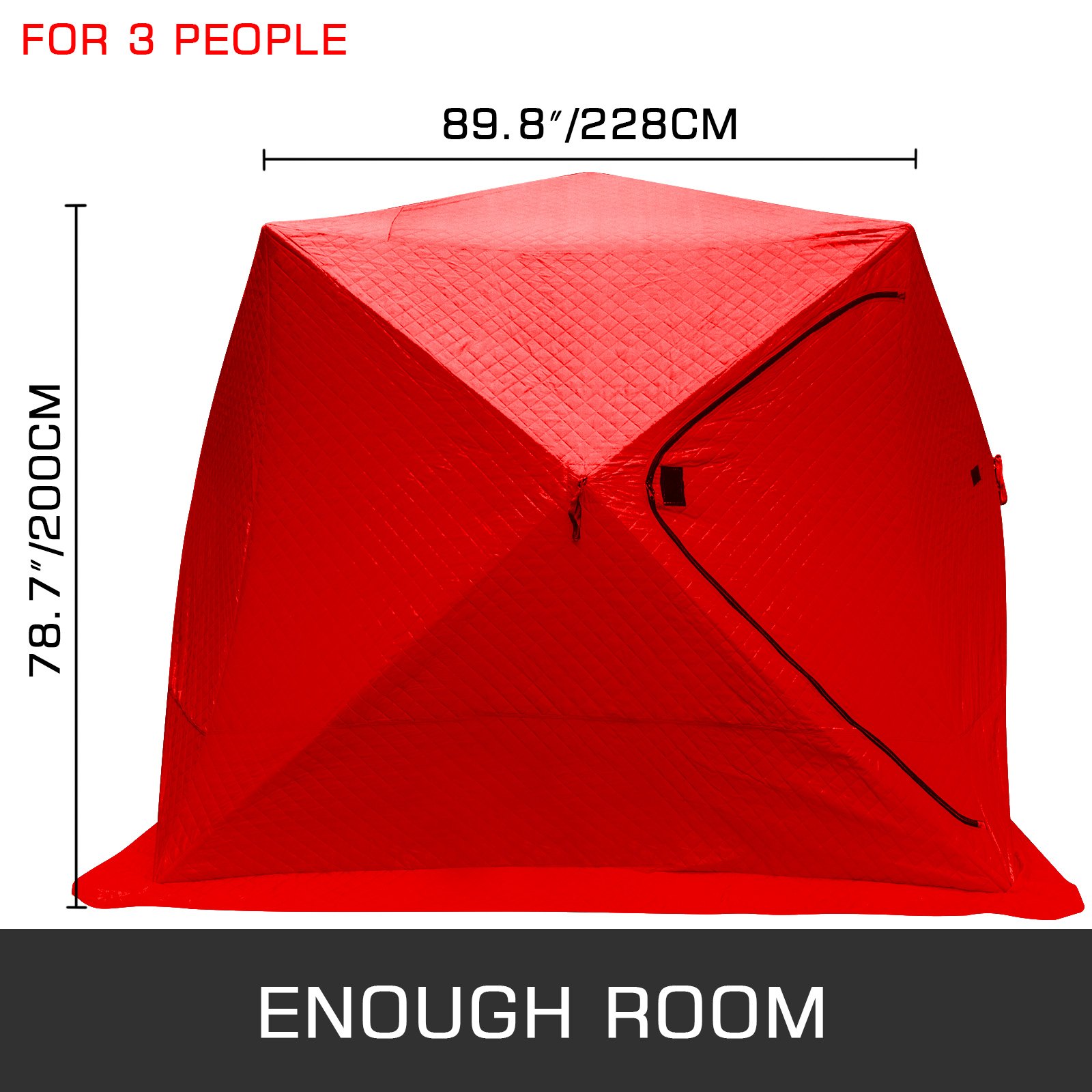 VEVOR Refugios de Pesca en Hielo Tienda de Pesca de Invierno Tienda de Refugio Portátil Impermeable Carpa Tienda de Pesca de Hielo para 3 Personas Color Rojo