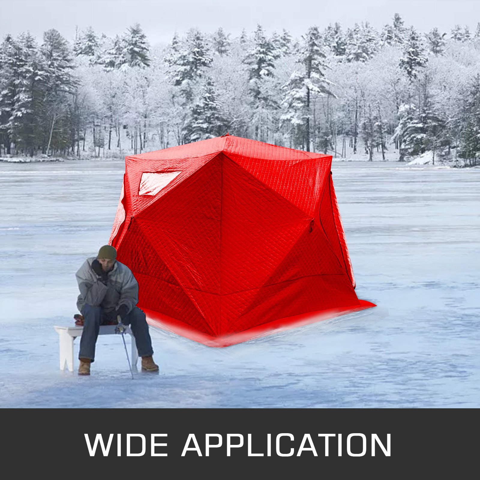 VEVOR Refugios de Pesca en Hielo Tienda de Pesca de Invierno Tienda de Refugio Portátil Impermeable Carpa Tienda de Pesca de Hielo para 3 Personas Color Rojo