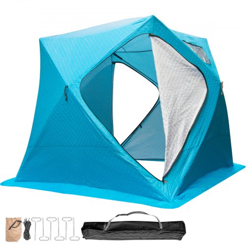 VEVOR Refugios de Pesca en Hielo Tienda de Pesca de Invierno Tienda de Refugio Portátil Impermeable Carpa Tienda de Pesca de Hielo para 4 Personas Color Azul