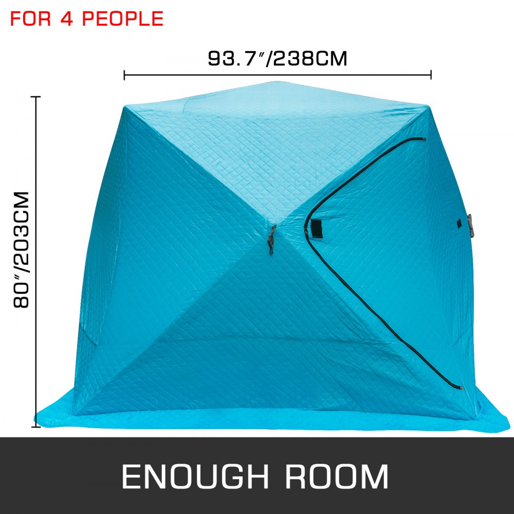 VEVOR Refugios de Pesca en Hielo Tienda de Pesca de Invierno Tienda de Refugio Portátil Impermeable Carpa Tienda de Pesca de Hielo para 4 Personas Color Azul
