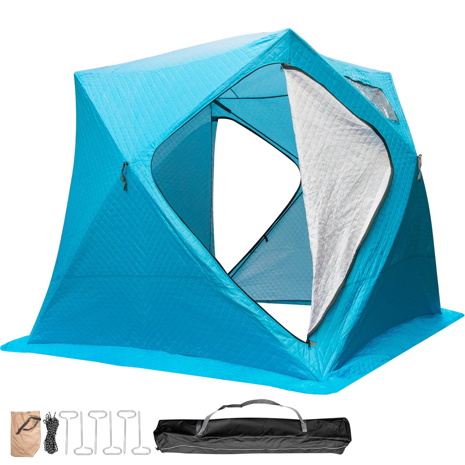 VEVOR Refugios de Pesca en Hielo Tienda de Pesca de Invierno Tienda de Refugio Portátil Impermeable Carpa Tienda de Pesca de Hielo para 4 Personas Color Azul