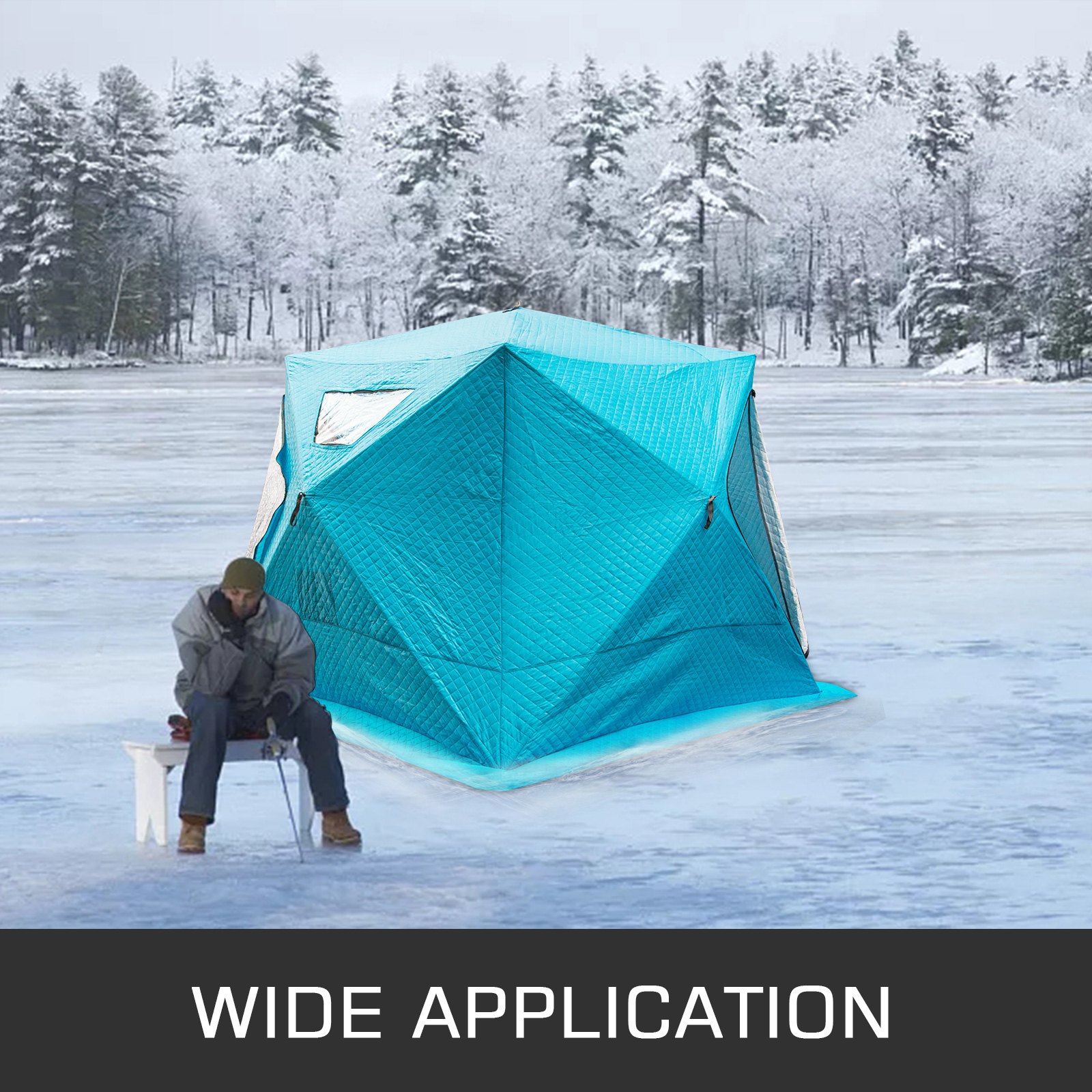 VEVOR Refugios de Pesca en Hielo Tienda de Pesca de Invierno Tienda de Refugio Portátil Impermeable Carpa Tienda de Pesca de Hielo para 4 Personas Color Azul