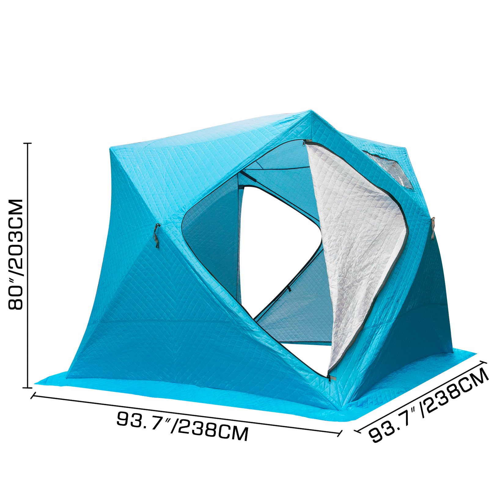 VEVOR Refugios de Pesca en Hielo Tienda de Pesca de Invierno Tienda de Refugio Portátil Impermeable Carpa Tienda de Pesca de Hielo para 4 Personas Color Azul