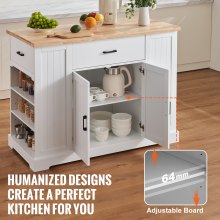 VEVOR Isla de Cocina con Carrito Almacenamiento y Estantes 1170 x 560 x 910 mm