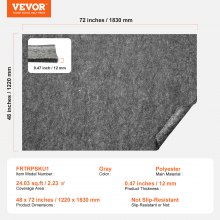 VEVOR Cojín para Alfombra 122x183 cm Cojín Protector de Suelo Espesor de 12 mm