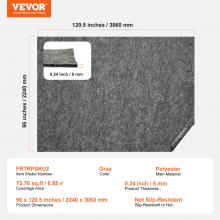 VEVOR Cojín para Alfombra 224x306 cm Cojín Protector de Suelo Espesor de 6 mm