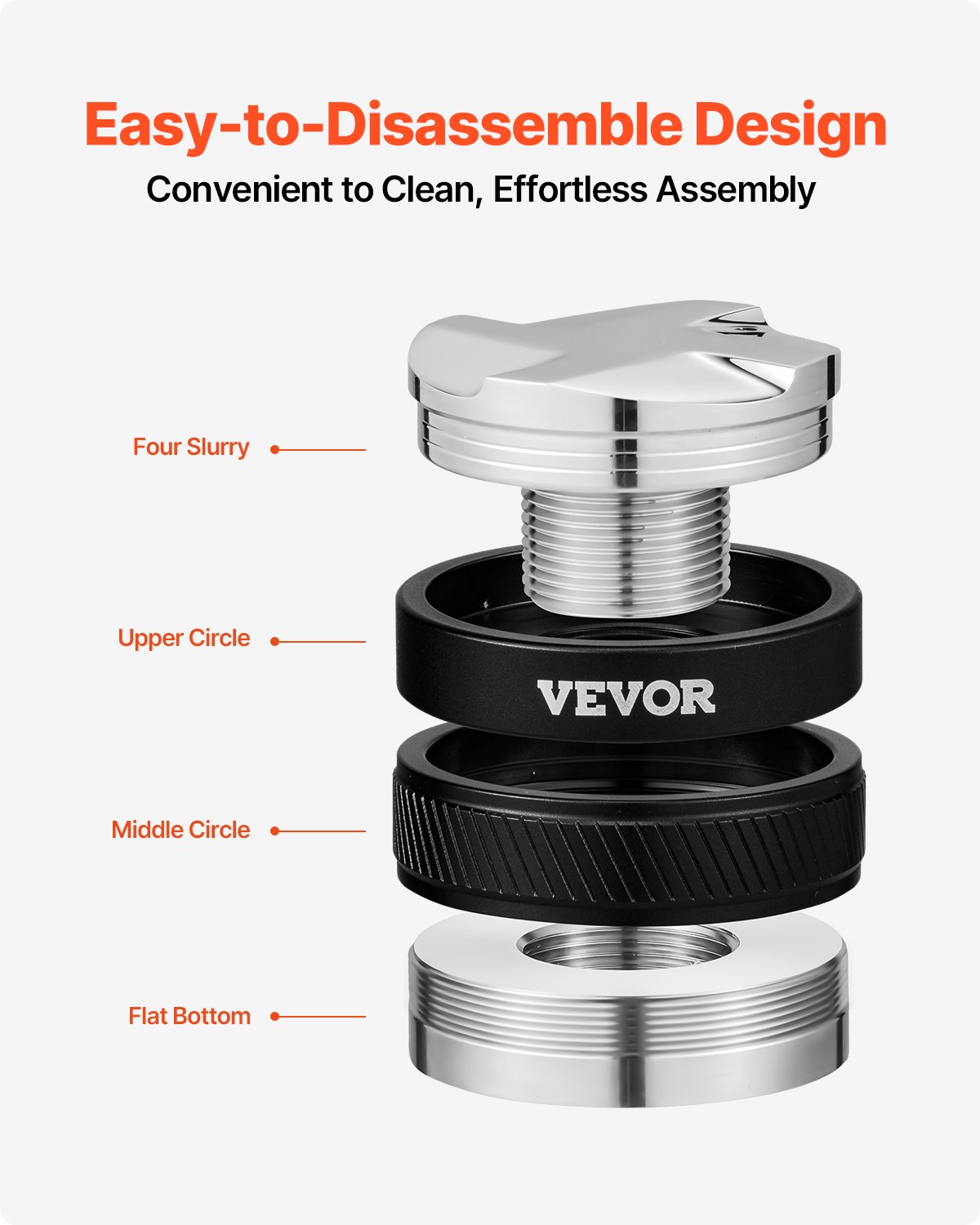 VEVOR Distribuidor de Café Espresso Regulable 2 en 1 (51 mm) con Base en Forma de Abanico, Distribuidor Fabricado en Acero Inoxidable 304 y Aleación de Aluminio con Diseño Fácil de Desmontar