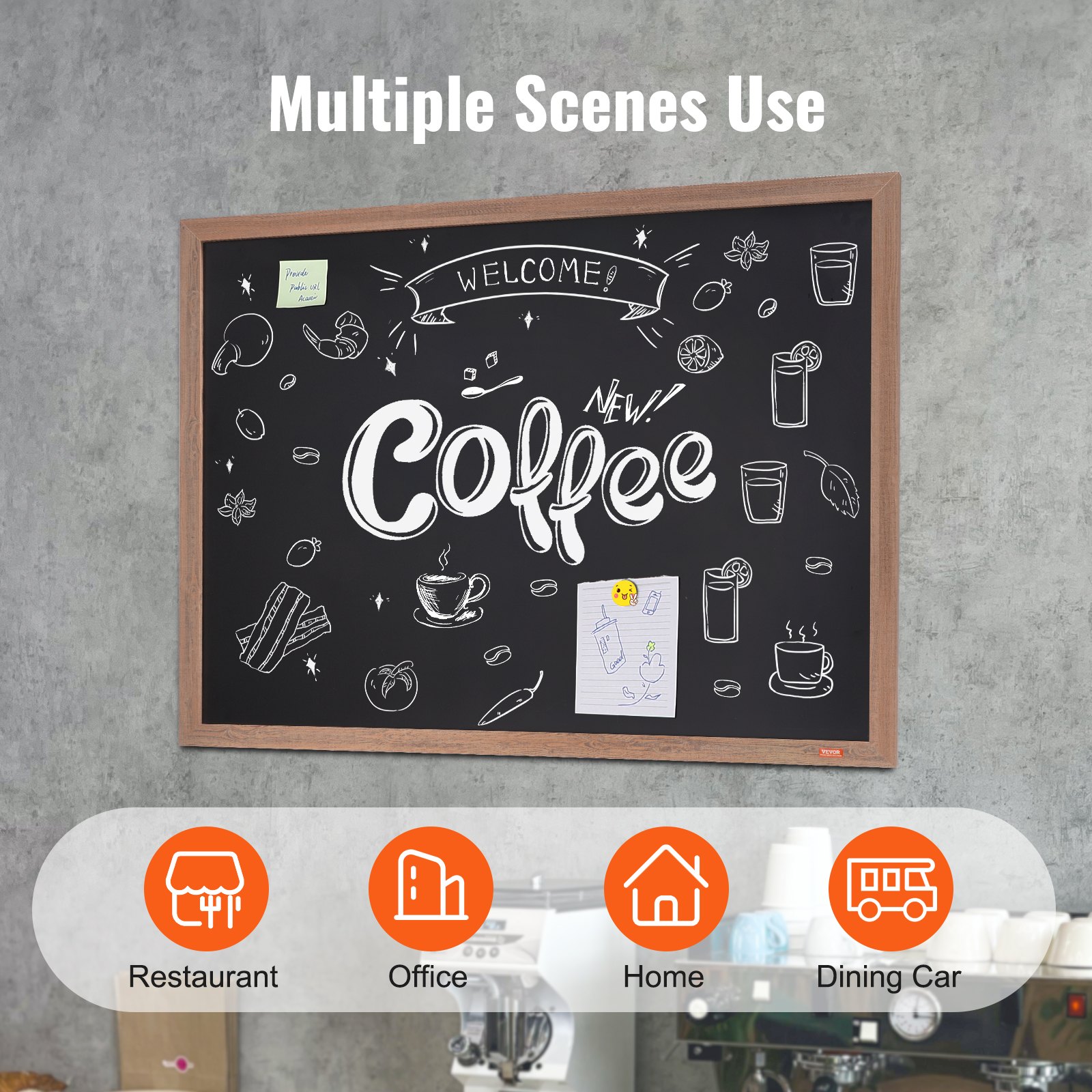 VEVOR Magnetic Chalkboard 1168.4 x 889 mm, Magnetic Collection Board 913 x 1092 mm, Vertical or Horizontal Hanging, incl. 4 Chalk Markers & Cloth, Wall Mount Stand