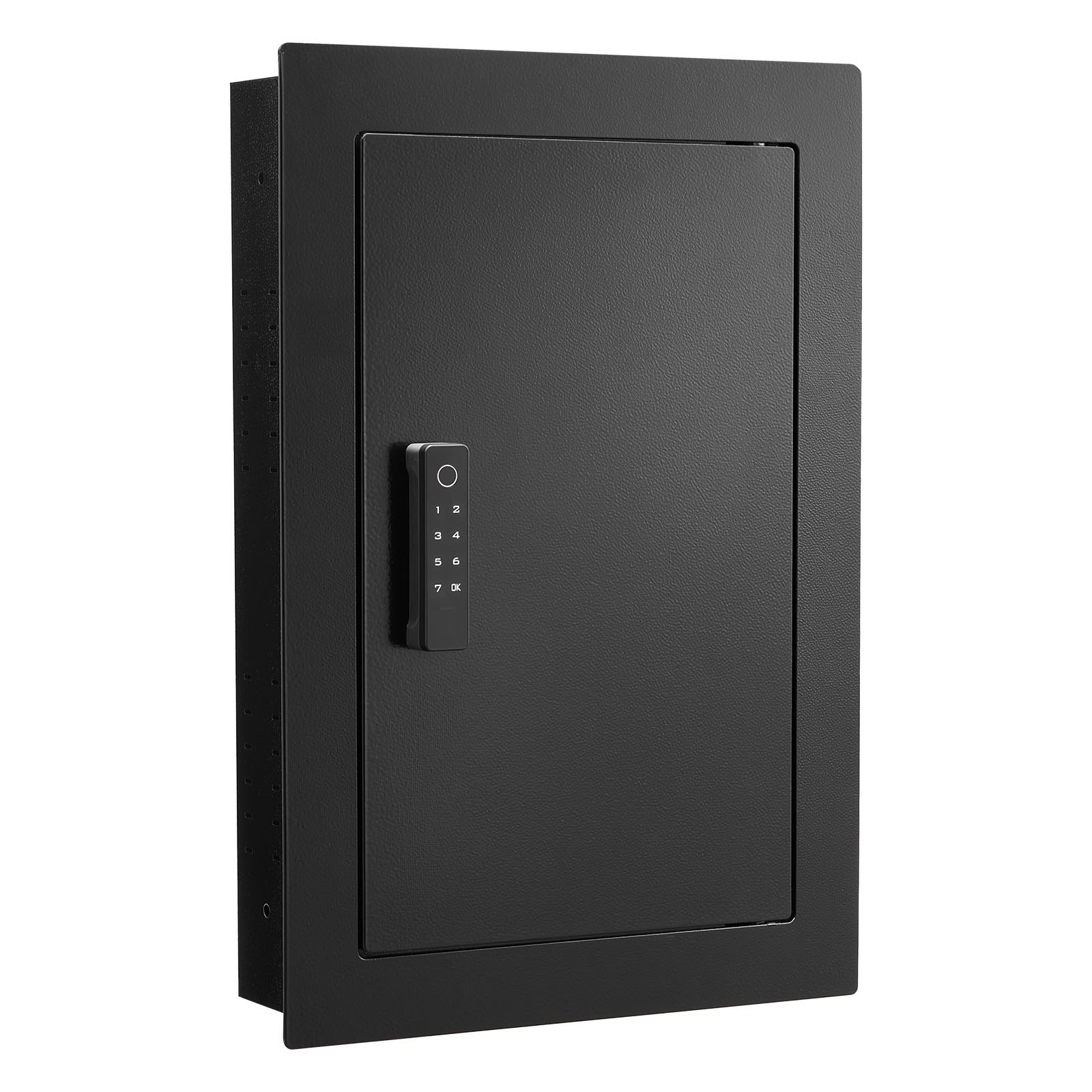 VEVOR Caja Fuerte Mural con Contraseña, Llave, Pomo Giratorio y Cerradura de Huella Dactilar, Carcasa Integrada de Acero Laminado en Frío Q235, para Dinero, Joyas y Ppasaportes, 102 x 381 x 559 mm
