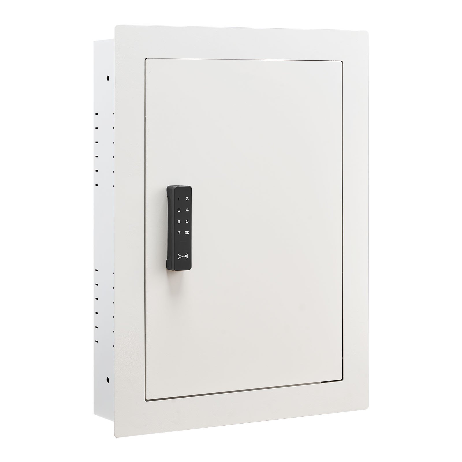 VEVOR Caja Fuerte Mural con Contraseña, Llave y Pomo Giratorio, Carcasa Integrada de Acero Laminado en Frío Q235, con Estantes Ajustables y Orificios de Montaje para Dinero y Pasaporte, Blanco