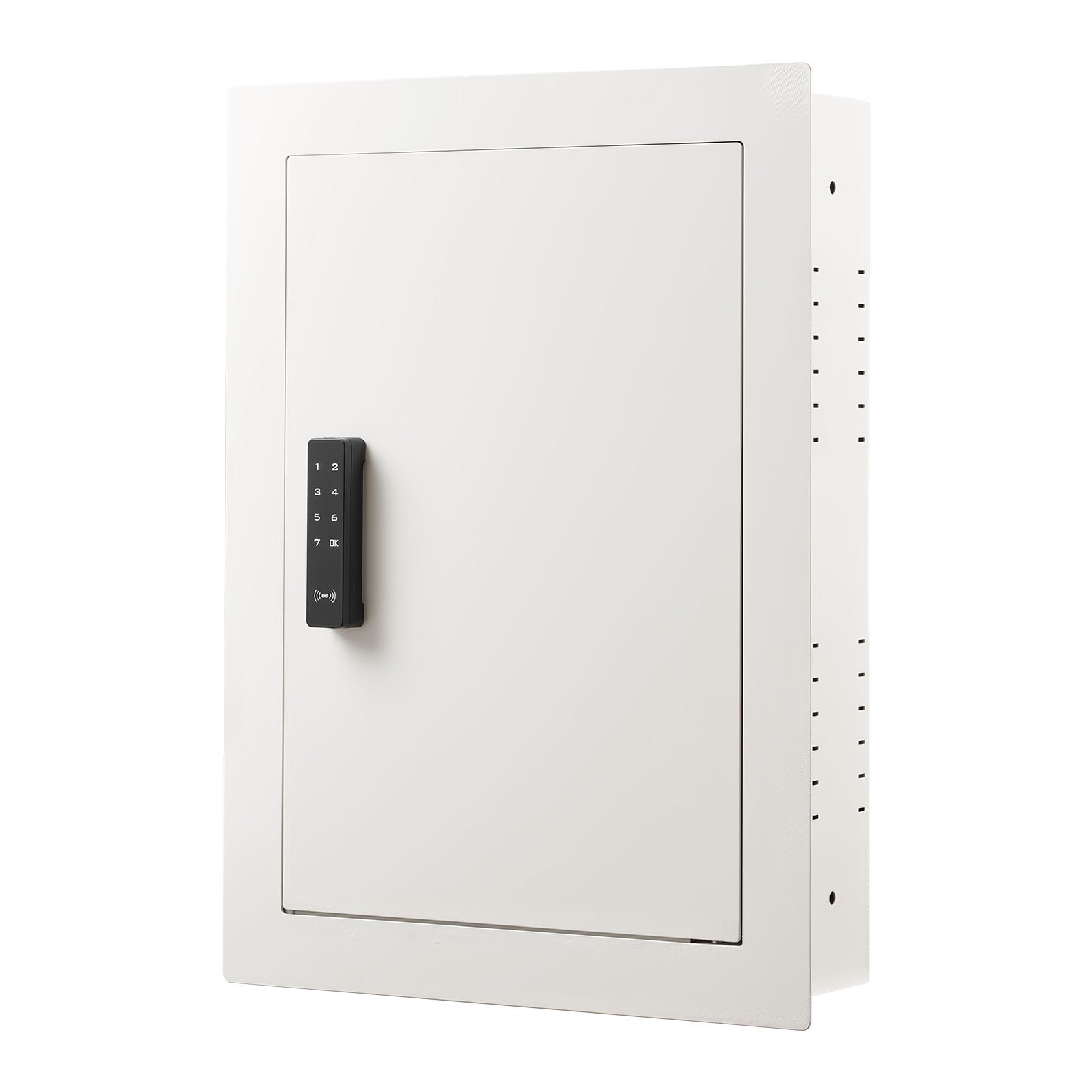VEVOR Caja Fuerte Mural con Contraseña, Llave y Pomo Giratorio, Carcasa Integrada de Acero Laminado en Frío Q235, con Estantes Ajustables y Orificios de Montaje para Dinero y Pasaporte, Blanco