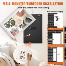VEVOR 3 Niveles Caja Fuerte de Pared con Estantes Teclado Llaveros, 65x42x10cm