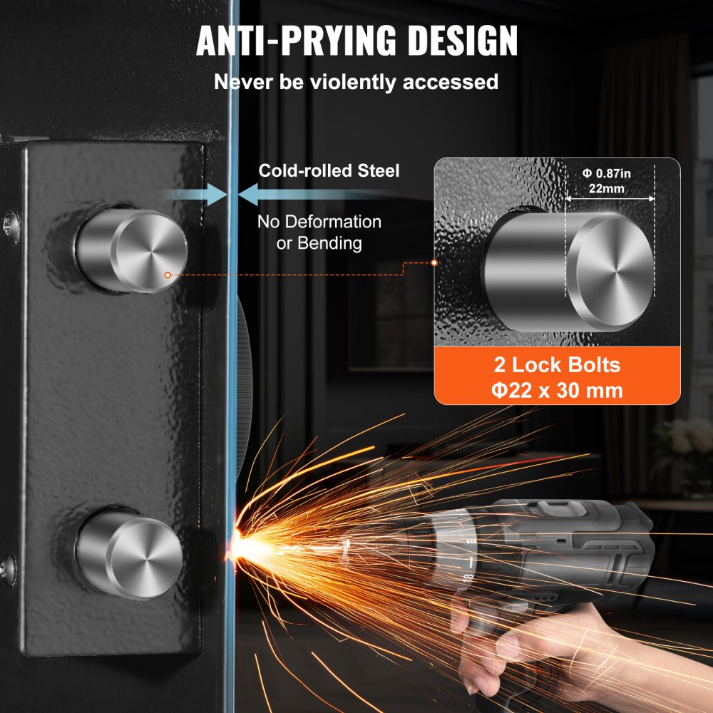 VEVOR Caja Fuerte para Armas de Pared de 4 Niveles con Teclado y Lector de Huellas Dactilares, 3 Estantes Extraíbles y 6 Llaveros, de Acero Laminado en Frío Q235 con Luz LED, 1050 x 338 x 82 mm