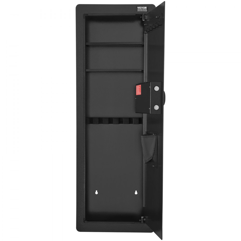 VEVOR Caja Fuerte para Armas de Pared de 4 Niveles con Teclado y Lector de Huellas Dactilares, 3 Estantes Extraíbles y 6 Llaveros, de Acero Laminado en Frío Q235 con Luz LED, 1050 x 338 x 82 mm