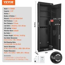 VEVOR 4 Niveles Caja Fuerte de Pared con Teclado y Lector de Huellas Dactilares