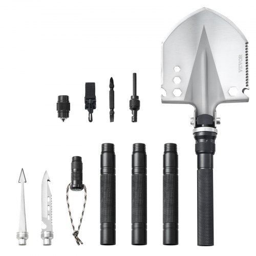VEVOR Pala de Supervivencia Plegable 980 x 152 x 44 mm Pala para Acampar 13 en 1 Pala Multifuncional Portátil para Acampada, Senderismo, Actividades al Aire Libre, Supervivencia y Emergencias